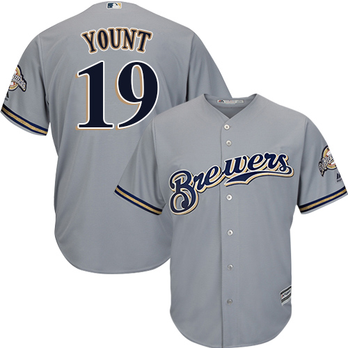 Brewers #19 Robin Yount Grey Cool Base Stitched Youth MLB Jersey - Click Image to Close